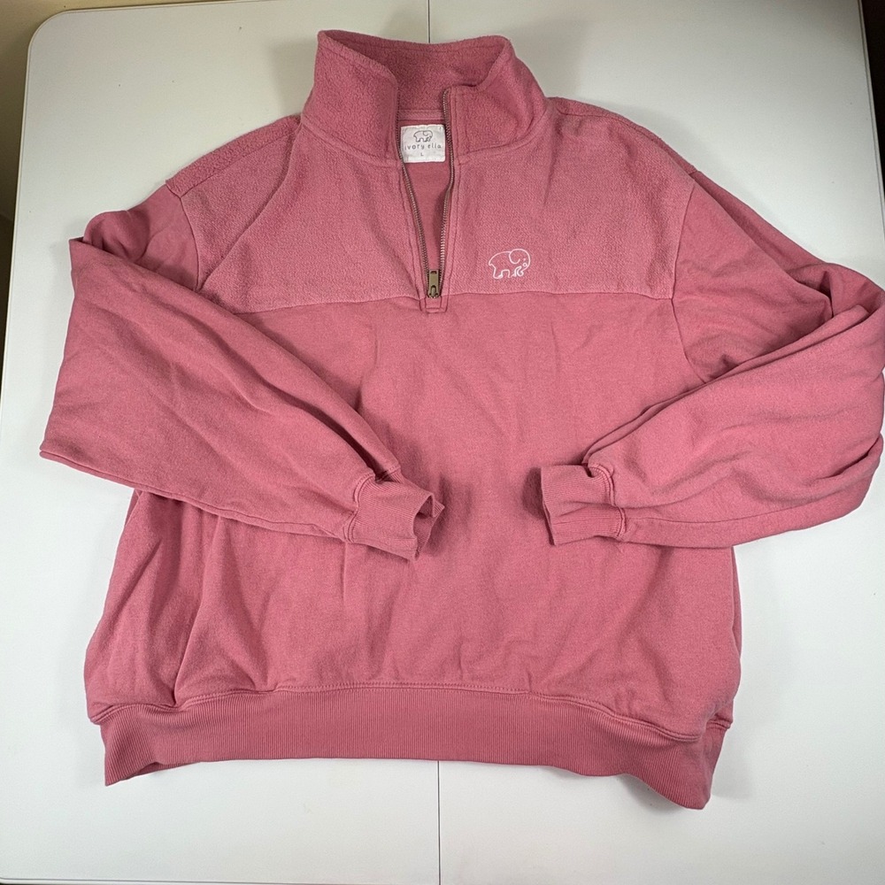 Ivory Ella Pink Fleece Quarter Zip Pullover Sweatshirt Womens Large